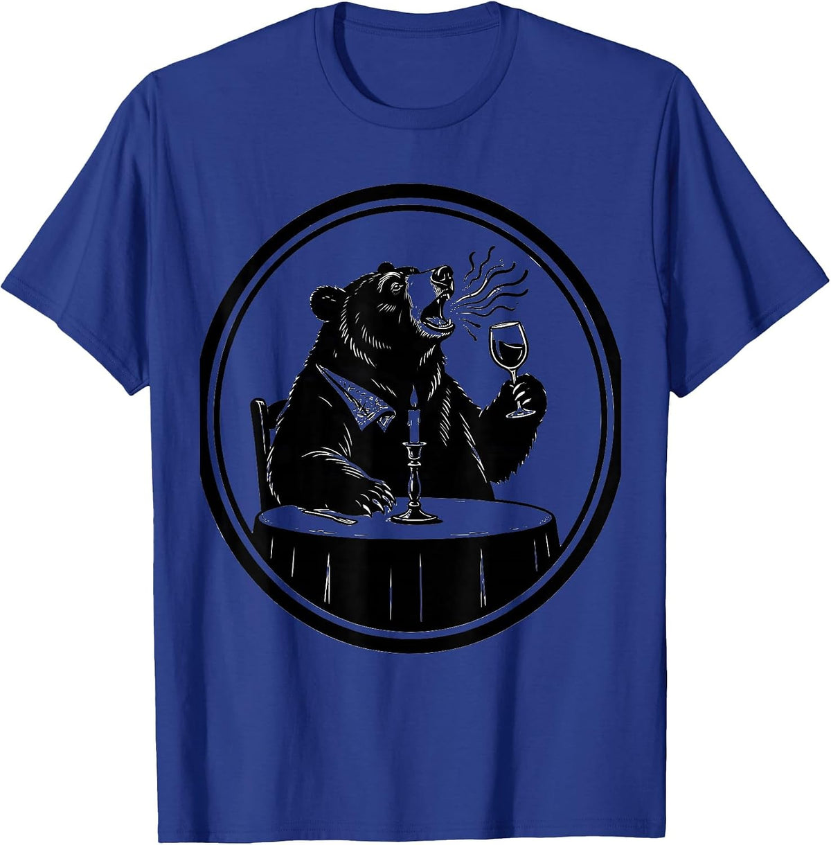 Bear Burping at Fancy Candlelit Restaurant T-Shirt - Royal Blue
