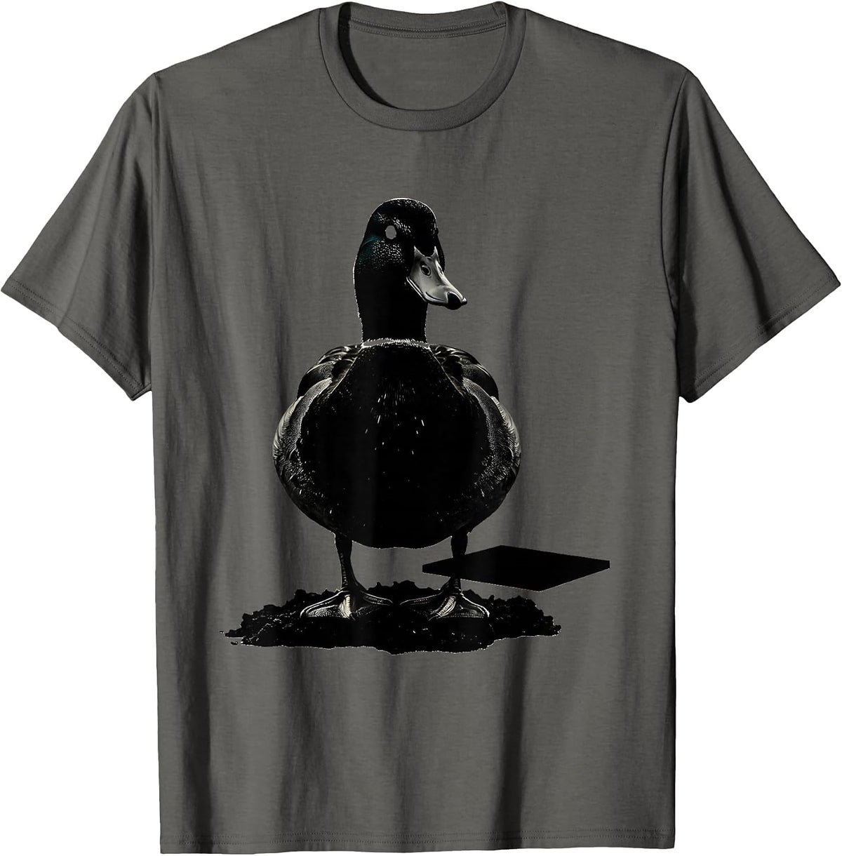 Duck Silhouette Funny Novelty Gift for Duck Lovers T-Shirt - Asphalt Grey