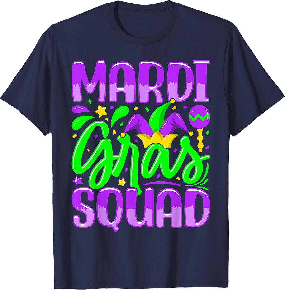 Mardi Gras Squad T-Shirt - Navy Blue