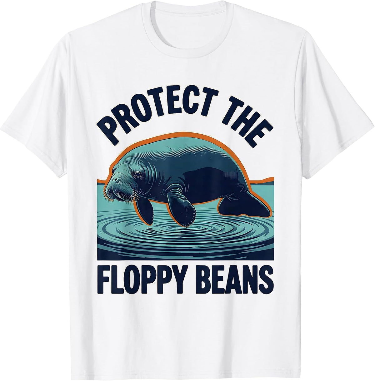 Men's Protect The Floppy Beans Funny Manatee Lover Florida T-Shirt - White