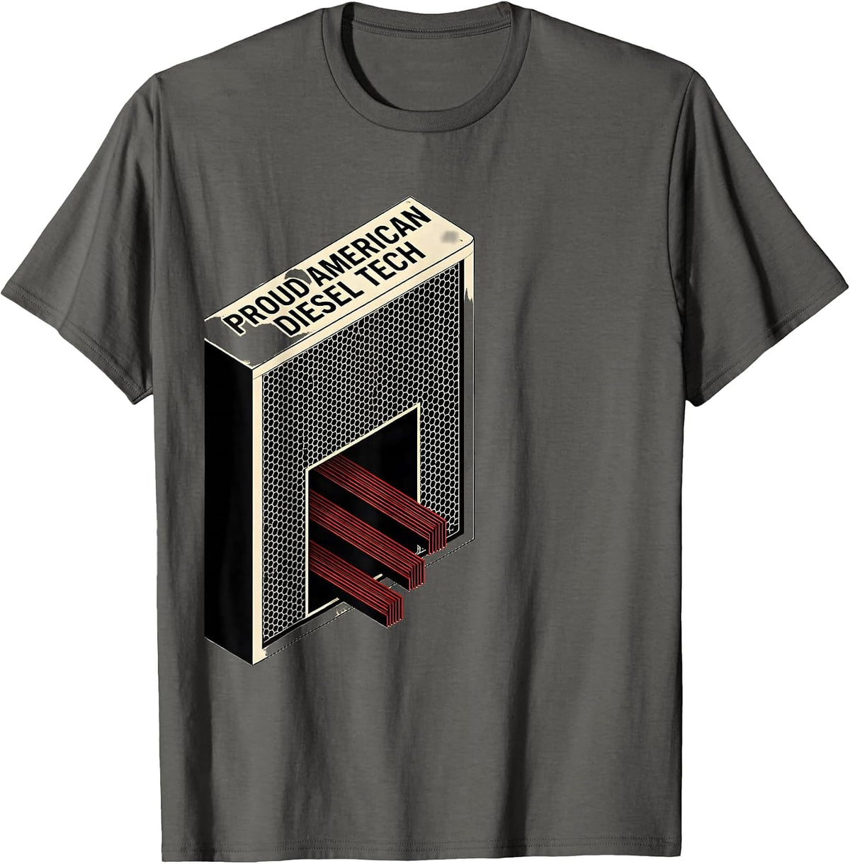 Men's Proud American Diesel Tech Patriotic Diesel Tech Gift T-Shirt - Asphalt Grey