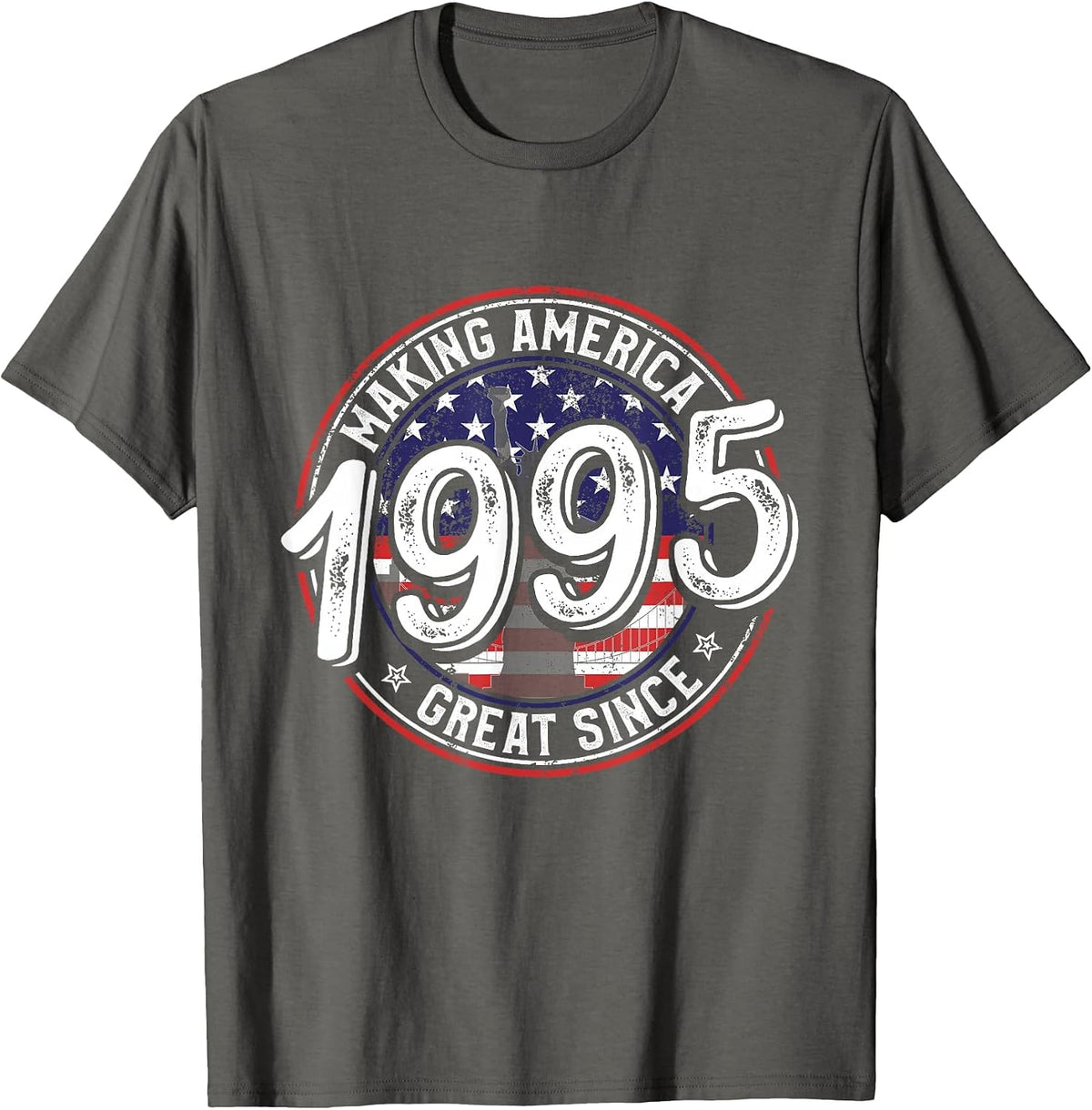 Making America Great Since 1995 American Flag Birthday T-Shirt - Asphalt Grey