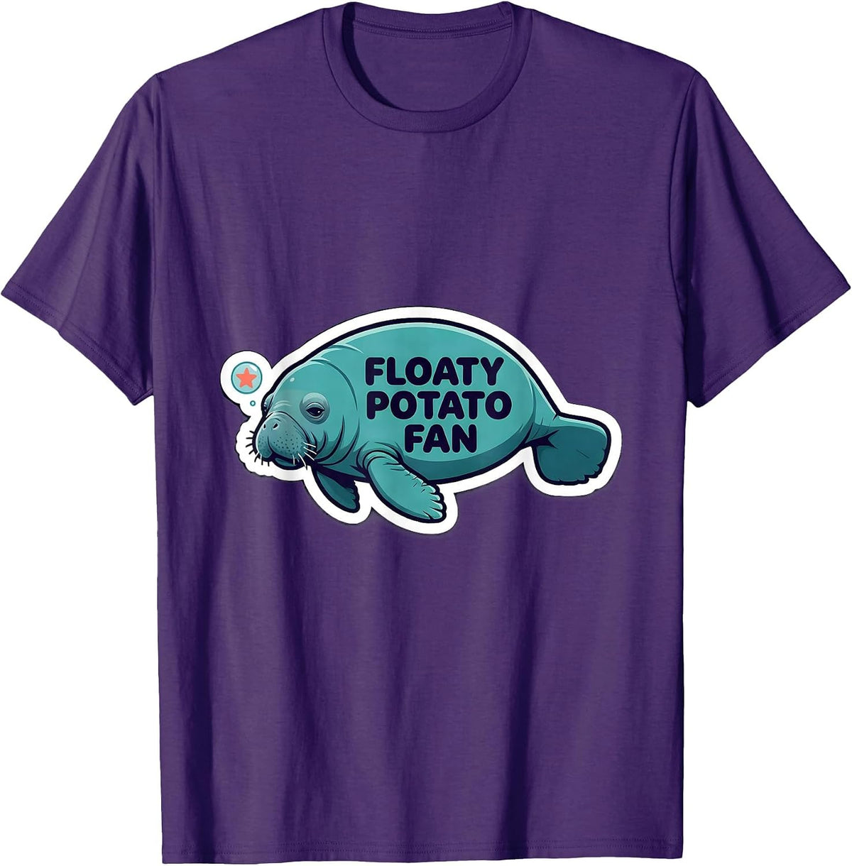 Floaty Potato Fan Funny Manatee Lover Sea Animal Humor T-Shirt - Purple