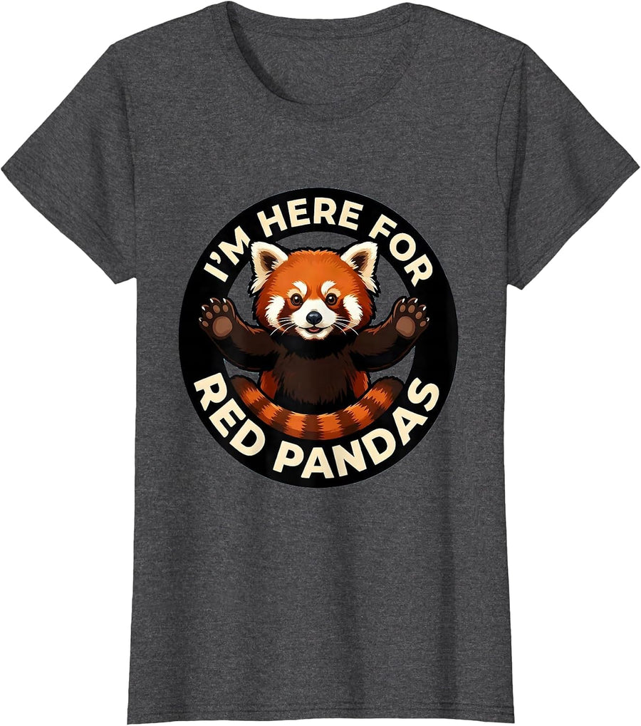 Women's I’m Here For Red Pandas Cartoon Red Panda Lover Gift T-Shirt - Dark Heather Grey