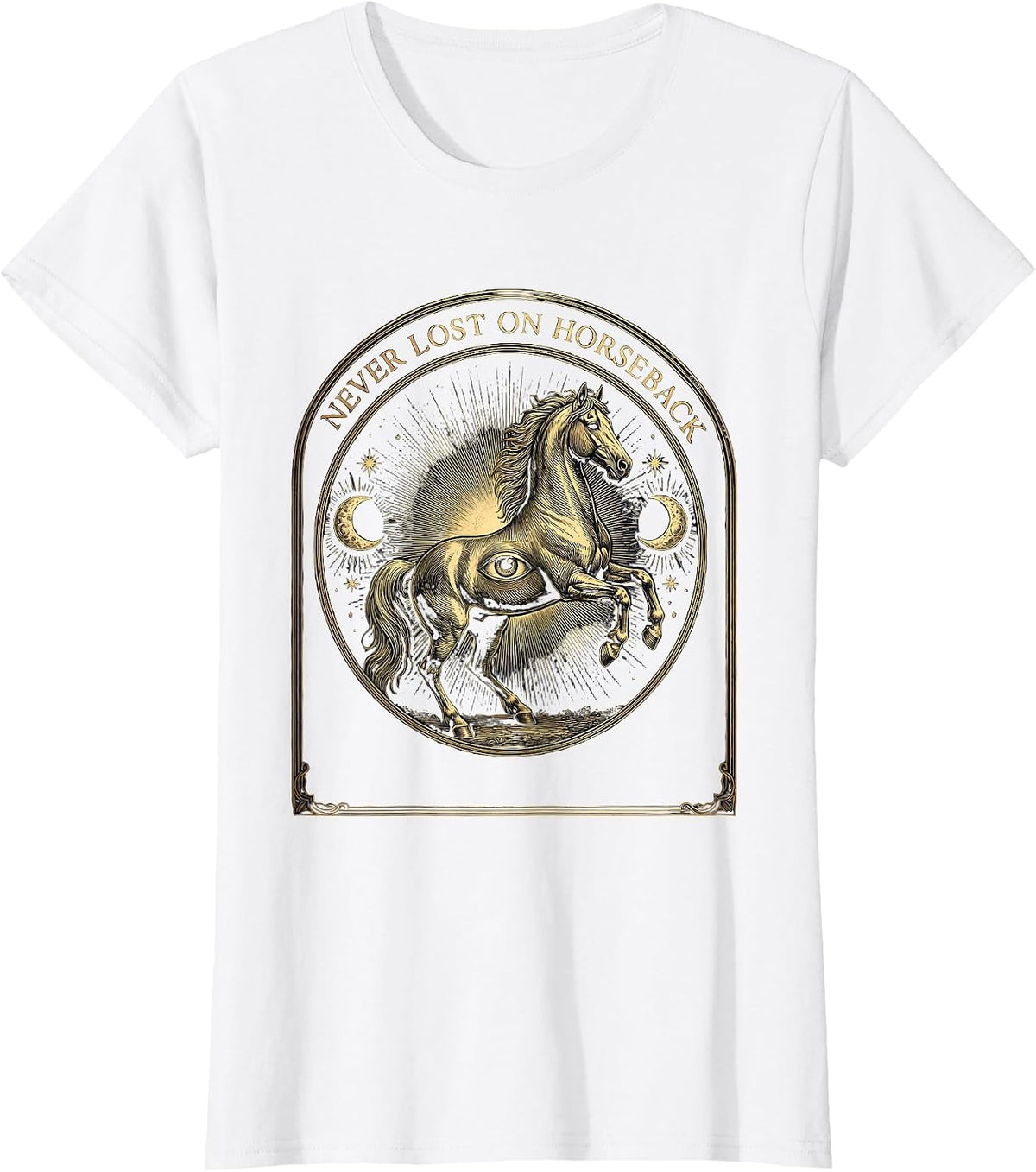 Never Lost on Horseback Cowboy Design T-Shirt - White