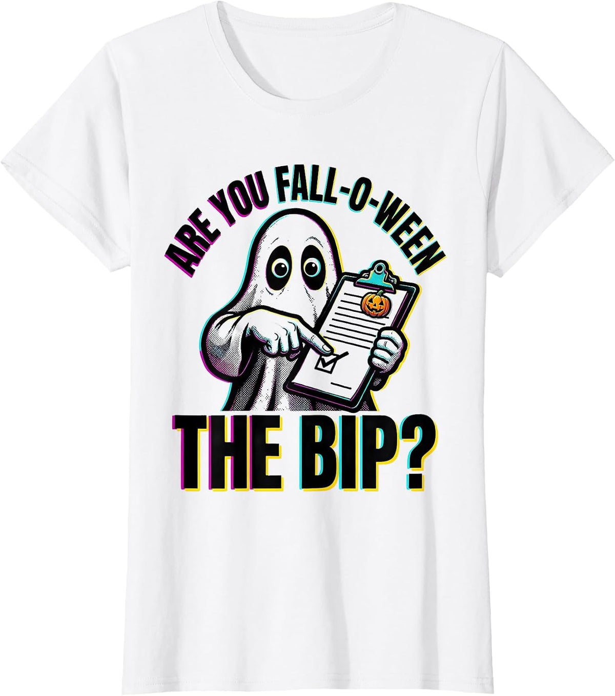 Are You Fall-O-Ween The BIP Pop Art Ghost Teacher Halloween T-Shirt - White