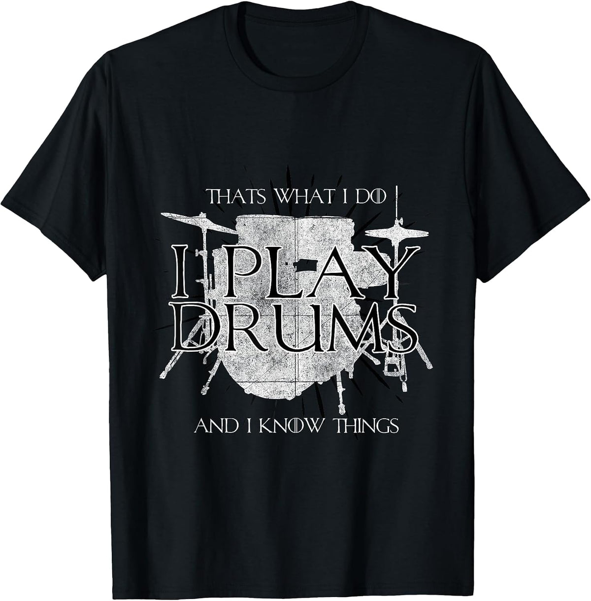 T-Shirt with German Text Ich spielen Drums und ich weiß Dinge Drummer Fun T-Shirt T-Shirt - Black