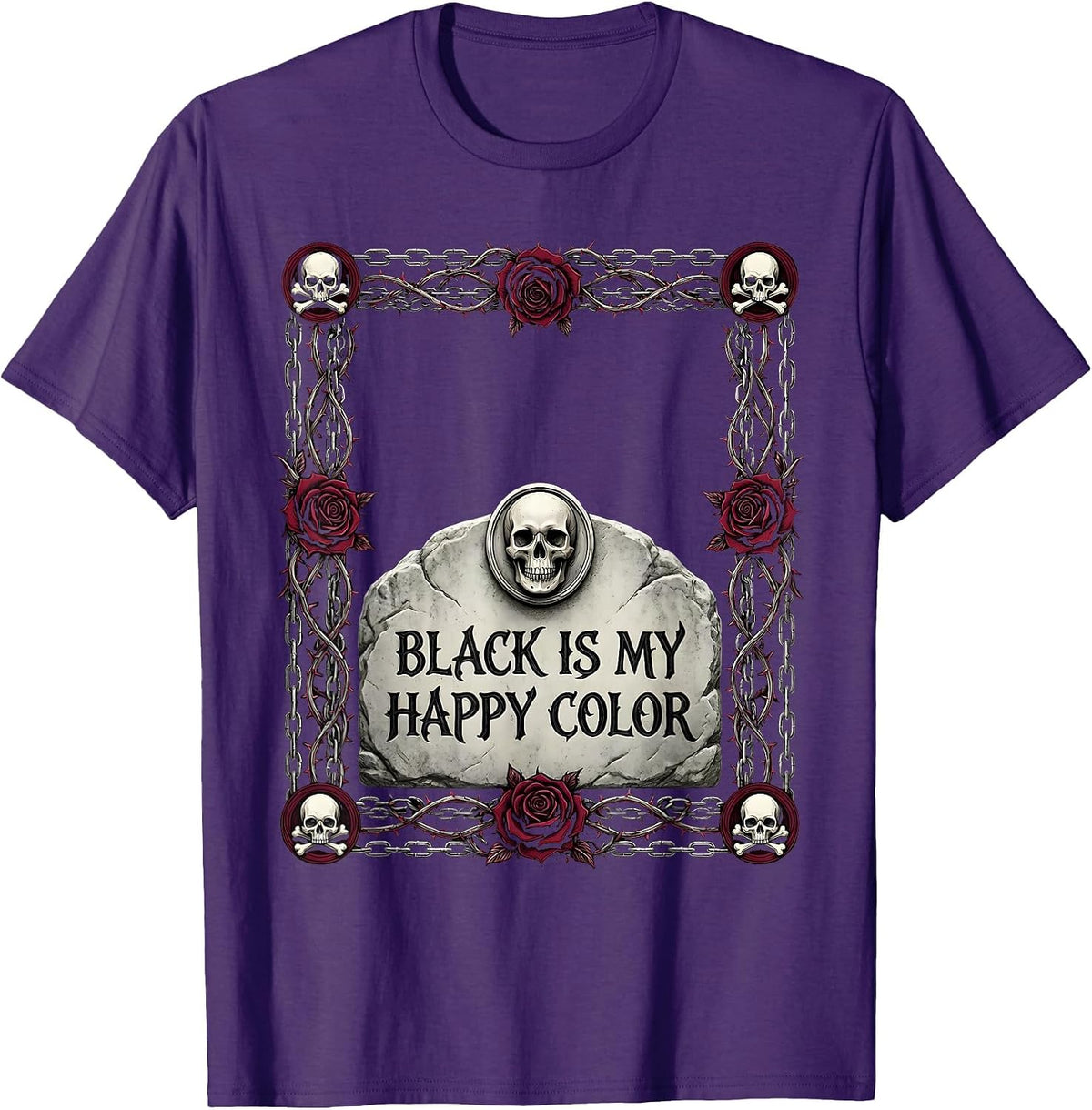 Black Is My Happy Color Gothic Dark Aesthetic Design T-Shirt - Purple