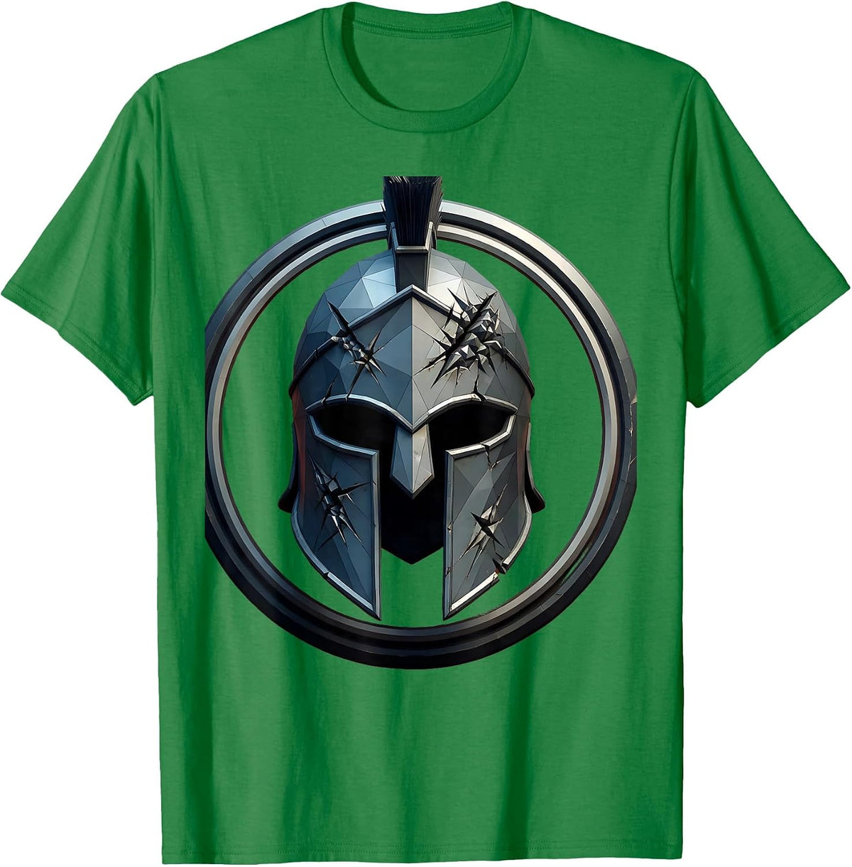 Men's Stoic Warrior Helmet Battle Scars Graphic Tee T-Shirt - Kelly Green