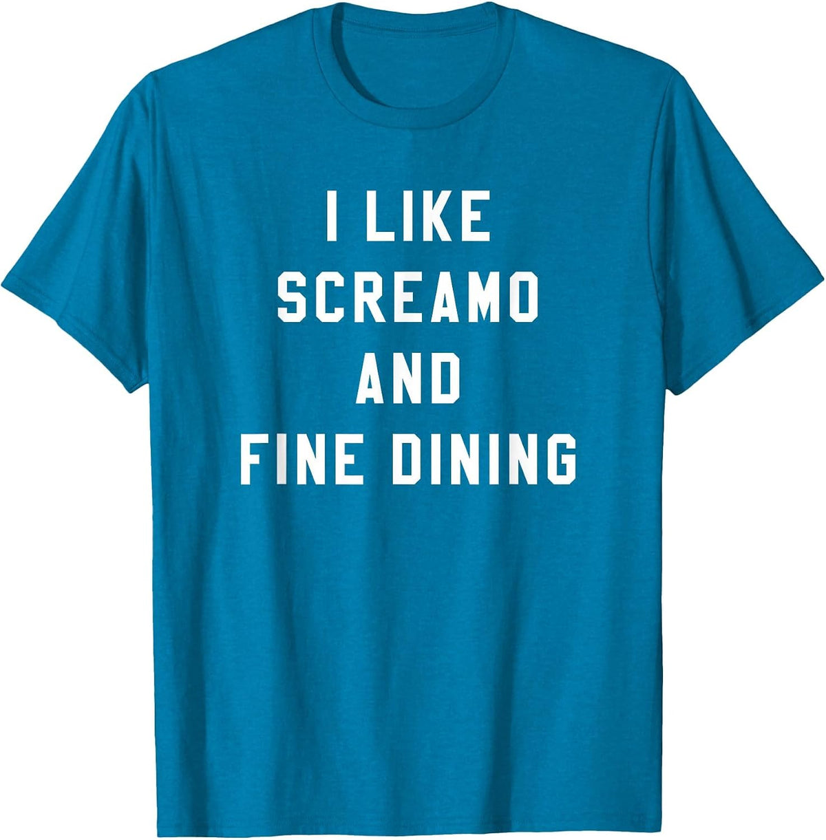 I Like Screamo and FINE Dining Funny Emo Goth Punk Music T-Shirt, Men, Sapphire Blue, X-Large - As Pictured