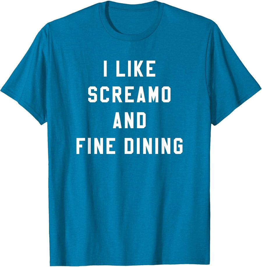 I Like Screamo and FINE Dining Funny Emo Goth Punk Music T-Shirt, Men, Sapphire Blue, 3X-Large - As Pictured