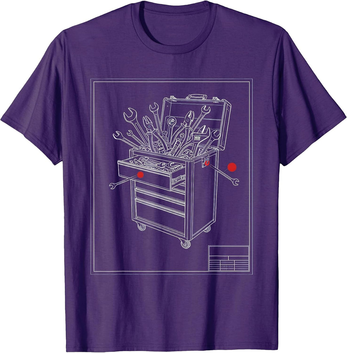 Men's Garage Toolbox Overflowing With Wrenches T-Shirt - Purple