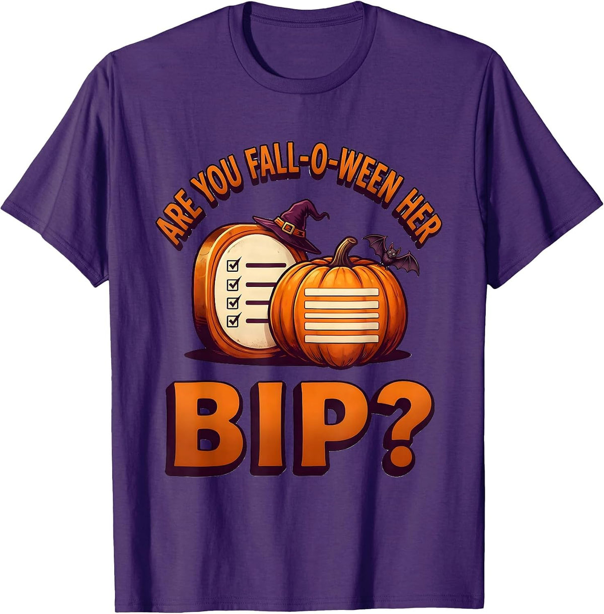 Are You Fall-O-Ween Her BIP Funny Teacher Halloween Ghost T-Shirt - Purple