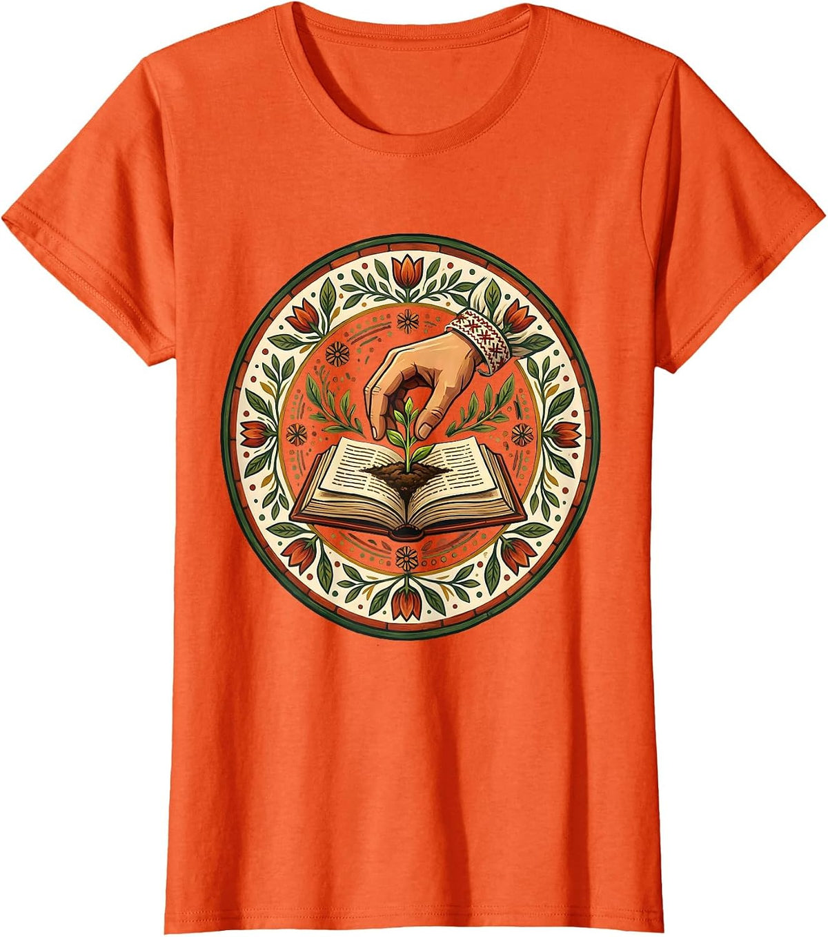 Third Grade Teacher Seedling Book Planting Graphic T-Shirt - Orange