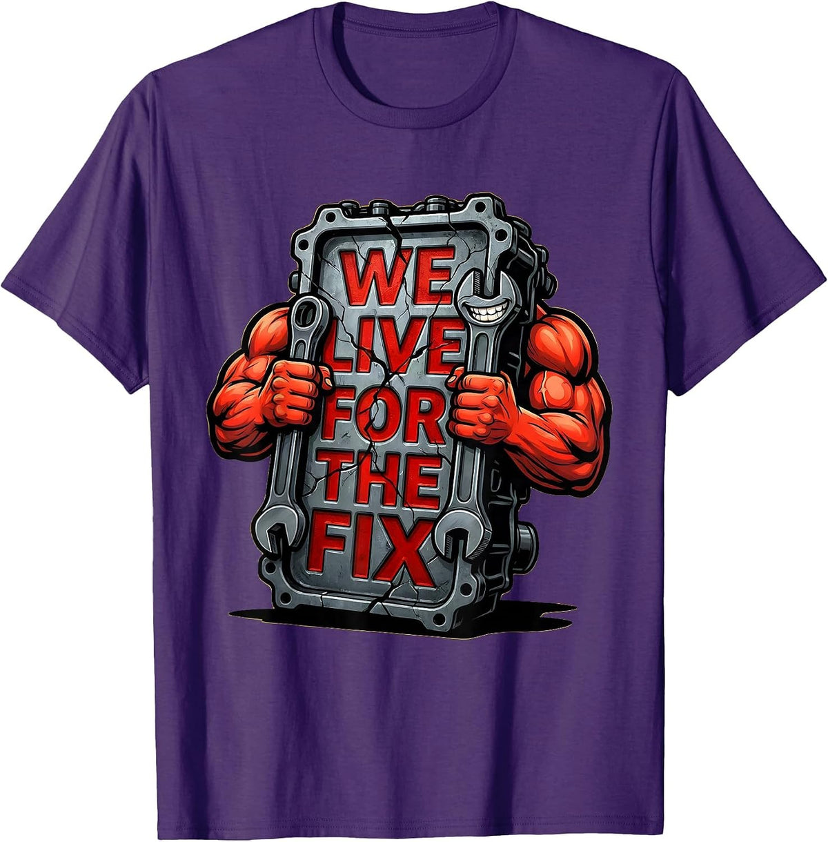 Men's We Live For The Fix Valley Forge Automotive Design T-Shirt - Purple