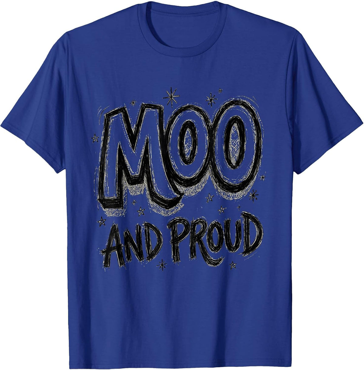 Moo and Proud Cow Lover Graphic Design T-Shirt - Royal Blue