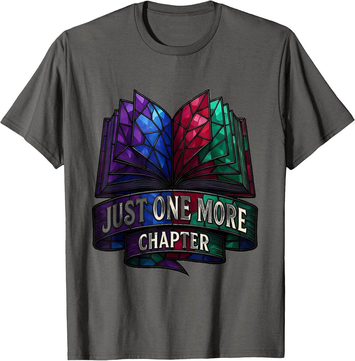 Just One More Chapter Book Lover Design T-Shirt - Asphalt Grey