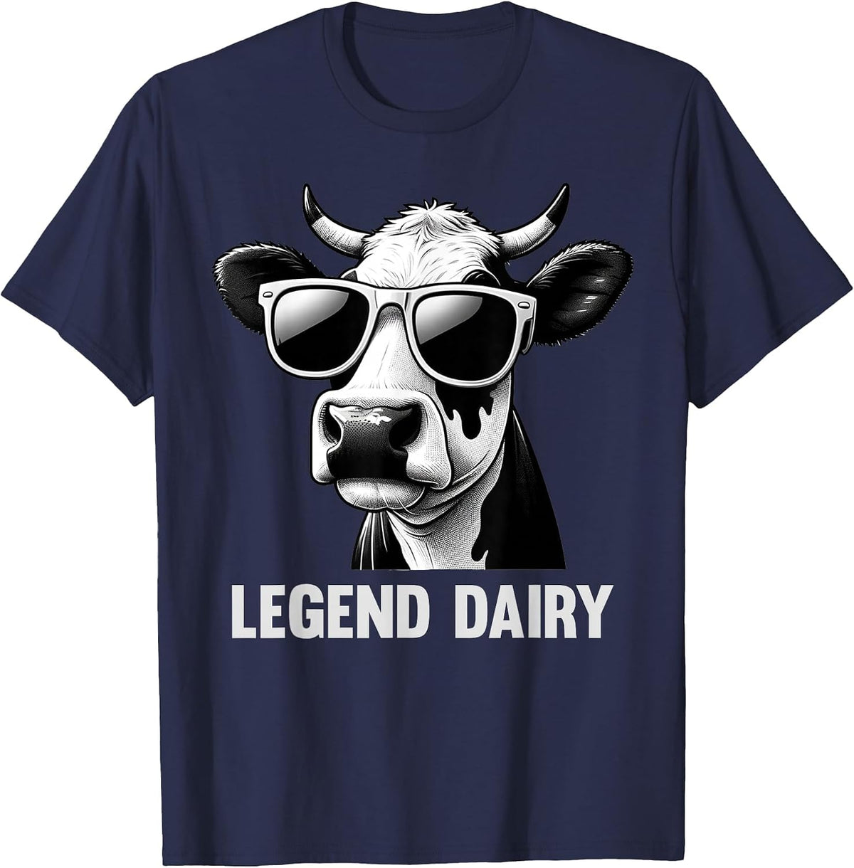 Legend Dairy Funny Farmer Cow Farmer Pun Graphic T-Shirt - Navy Blue