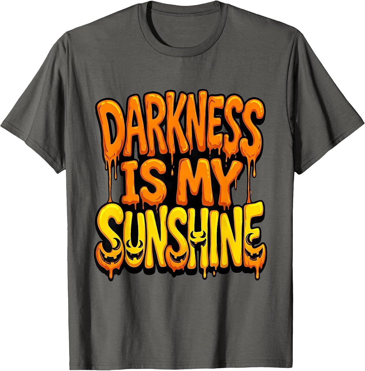 Darkness Is My Sunshine Gothic Halloween Design T-Shirt - Asphalt Grey