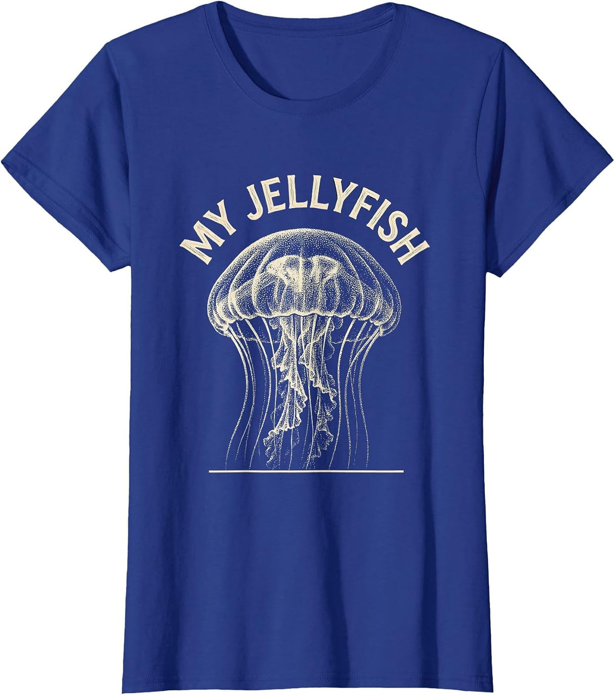 Women's My Jellyfish Naturalist Specimen Ocean Animal Lover Artwork T-Shirt - Royal Blue