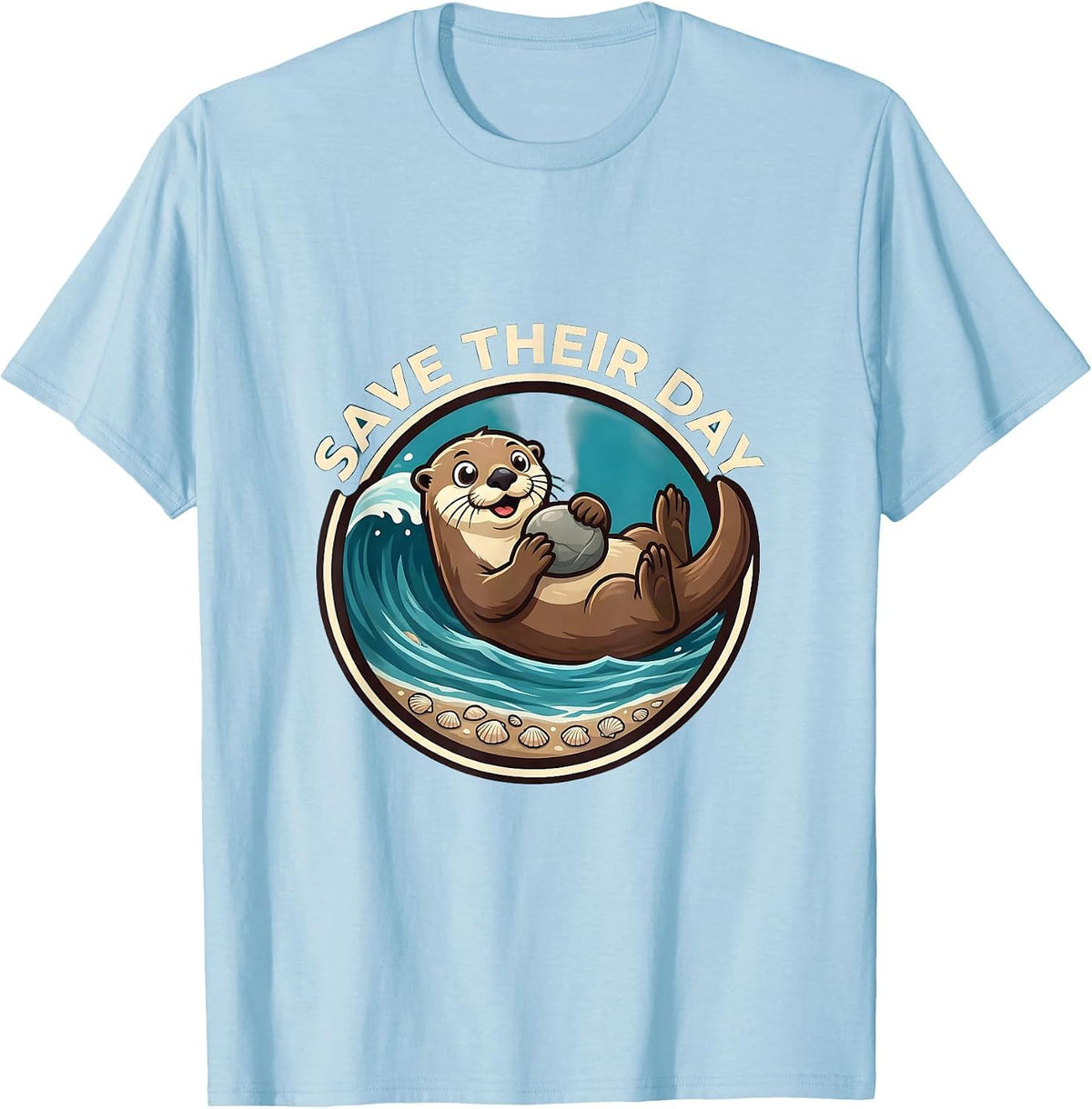 Save Their Day Funny Sea Otter Awareness Week Animal Lover T-Shirt - Baby Blue