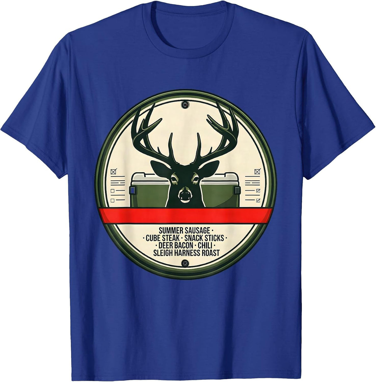 Summer Sausage Cube Steak Deer Bacon Christmas Deer Hunter T-Shirt - Royal Blue
