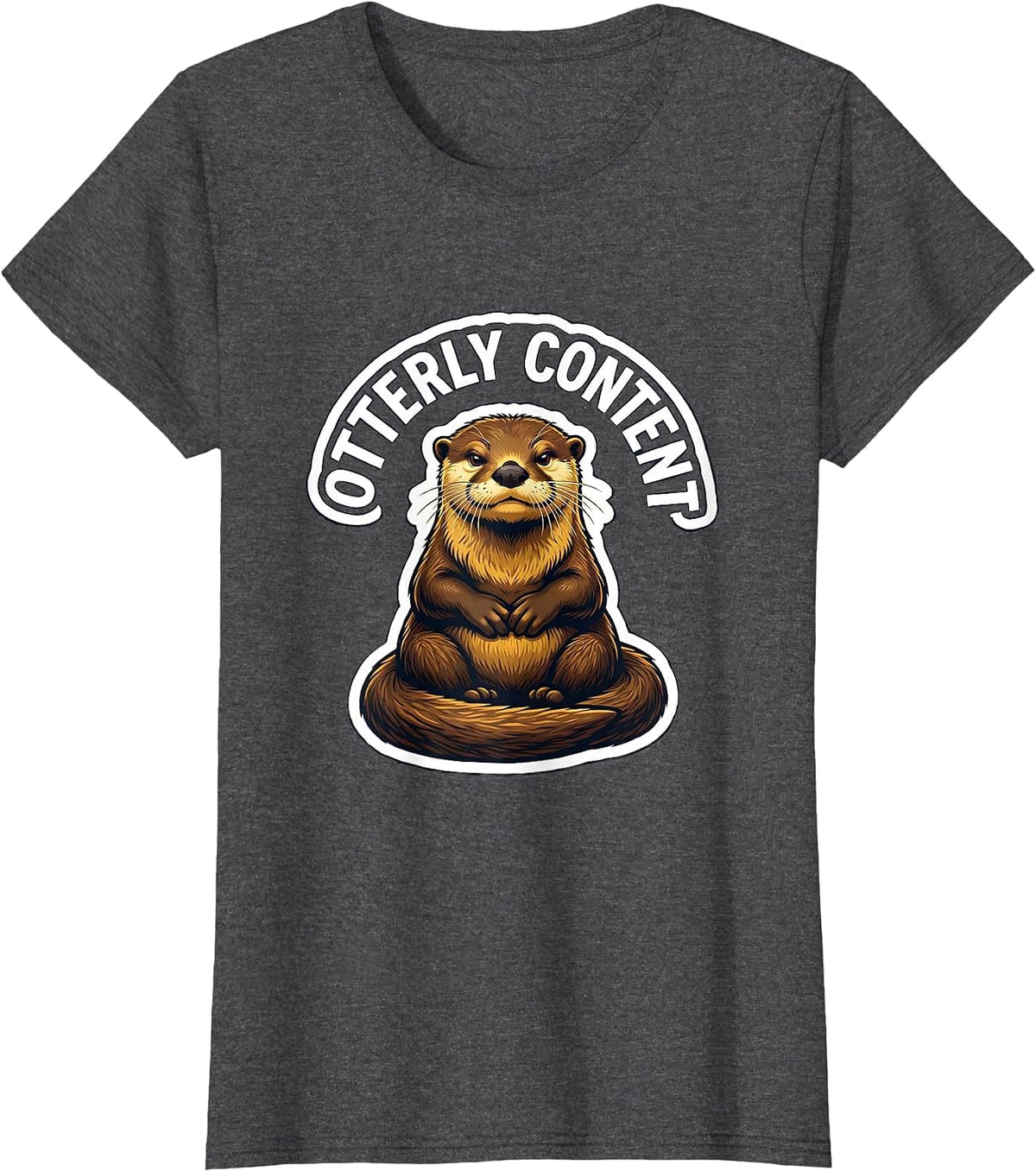 Women's Otterly Content Funny Otter Lover Gift For Kids Teens T-Shirt - Dark Heather Grey