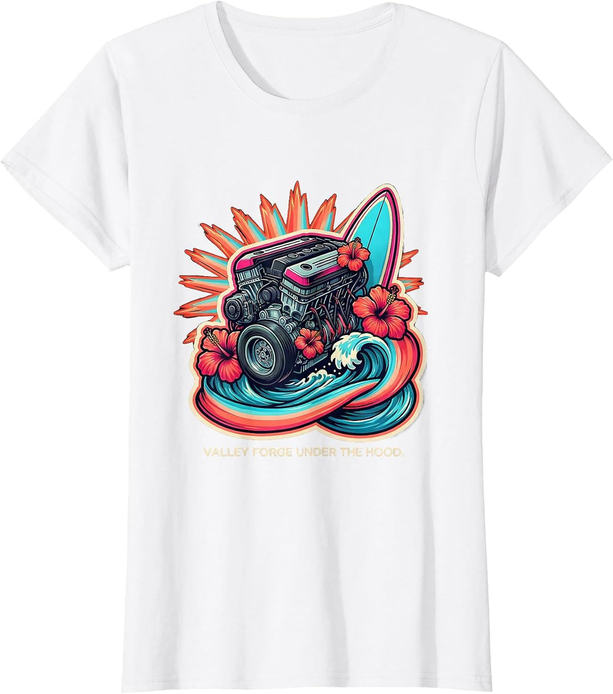 Valley Forge Under The Hood Automotive Design T-Shirt - White