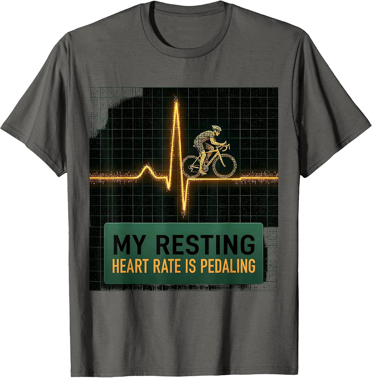 My Resting Heart Rate Is Pedaling Vintage Cyclist Bike Pulse T-Shirt - Asphalt Grey