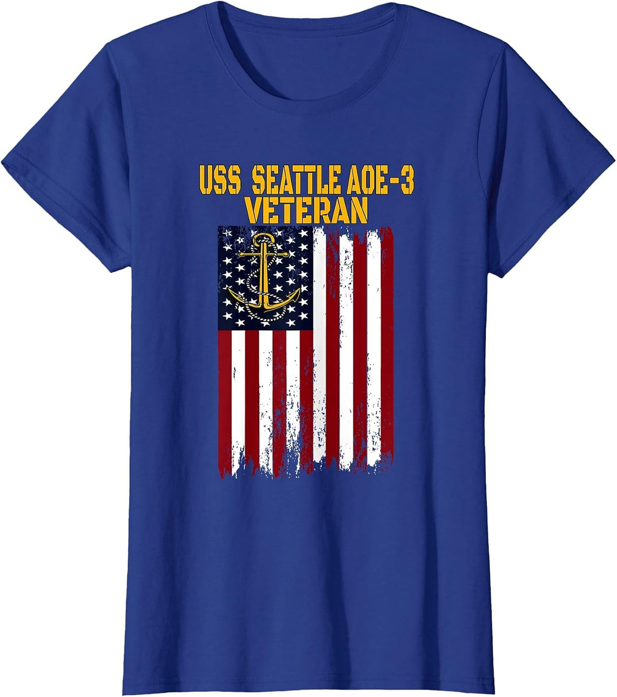 USS Seattle AOE-3 Fast Combat Support Ship Veterans Day T-Shirt - Royal Blue