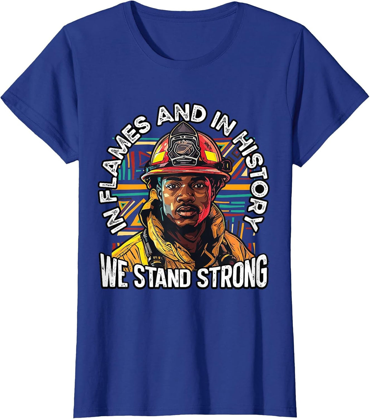 Black Firefighter Firefighting Fireman Black History Month T-Shirt - Royal Blue