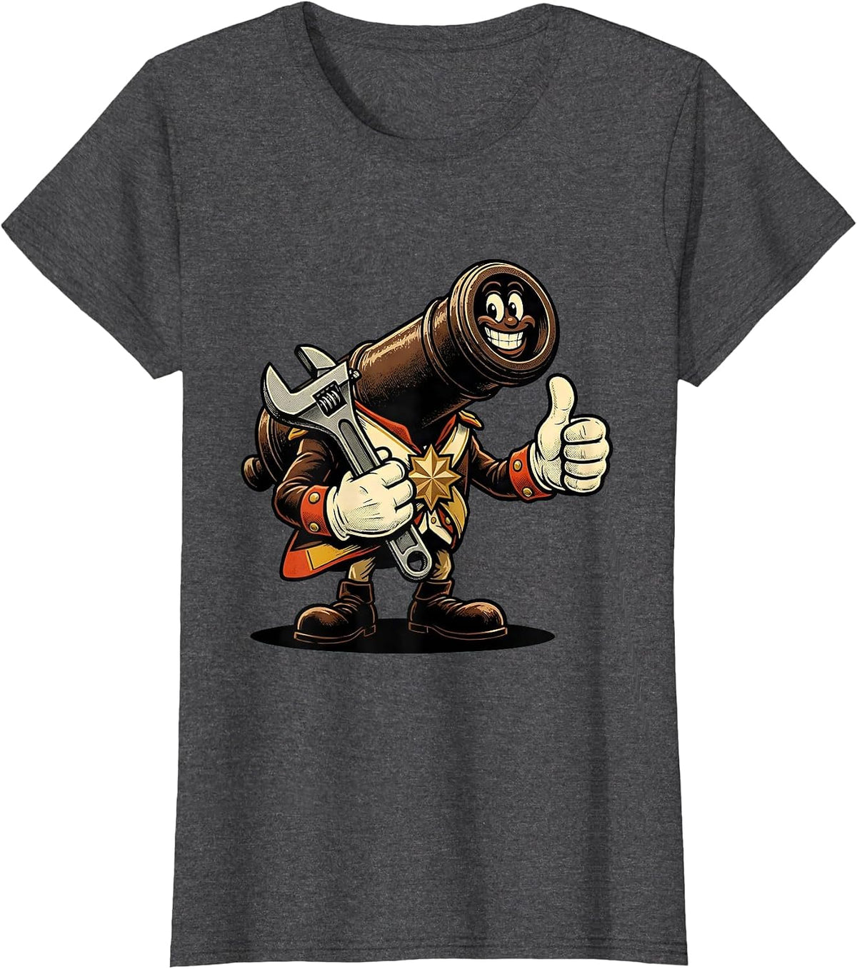 Women's Valley Forge Automotive Wrench and Cannon Graphic T-Shirt - Dark Heather Grey