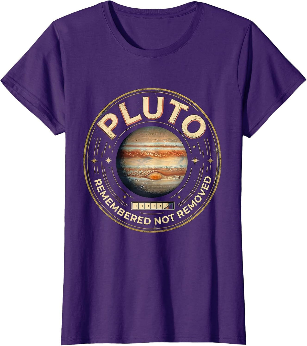 Women's Pluto, Remembered, Not Removed Vintage Funny Astronomy T-Shirt - Purple