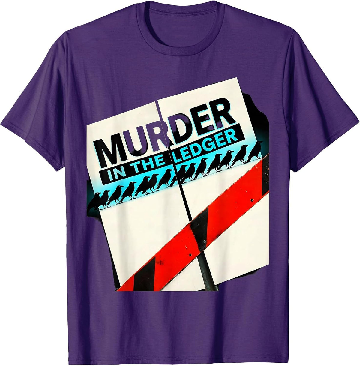 Men's Murder In The Ledger Dark Humor Crow Raven Bird Lover T-Shirt - Purple
