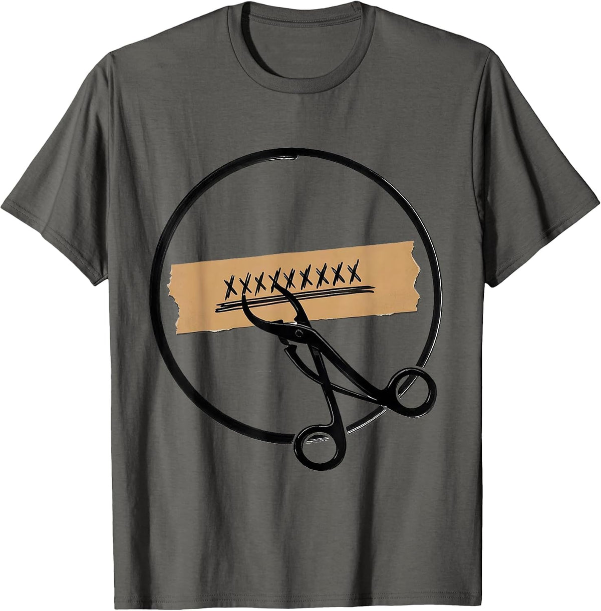 Men's Surgical Clamp Marking Tape Badge Scrub Tech Humor T-Shirt - Asphalt Grey