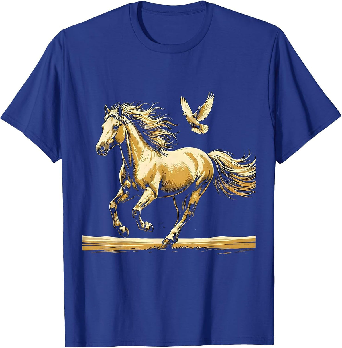 Men's Wild Horse Galloping Across Open Plains Graphic T-Shirt - Royal Blue