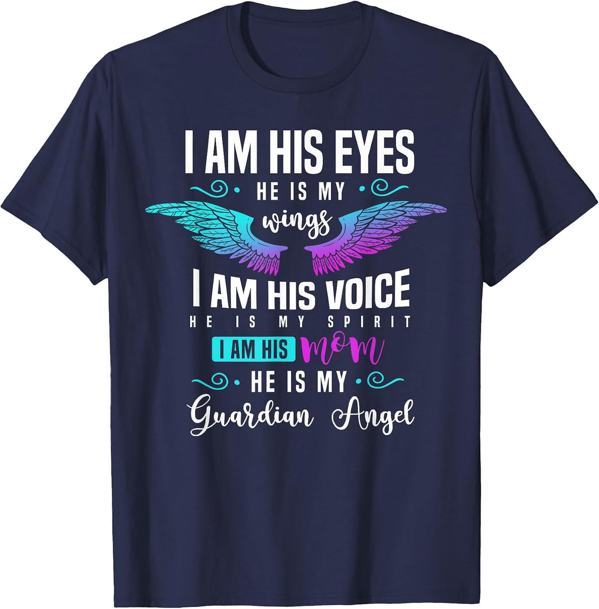 My Son is My Guardian Angel Tee I Am His Mom, Grief T-Shirt - Navy Blue