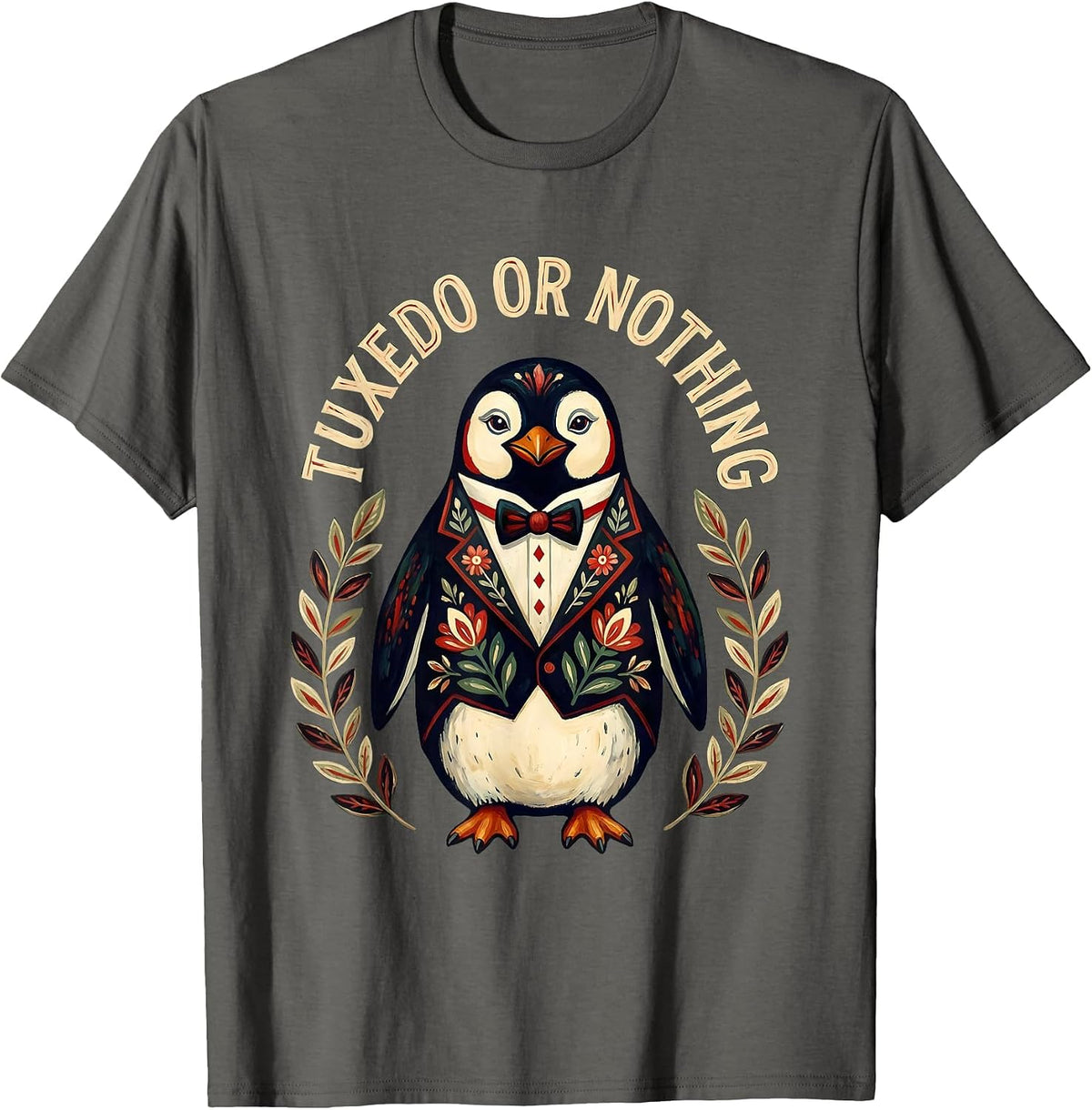 Tuxedo or Nothing Formal Style Design T-Shirt - Asphalt Grey