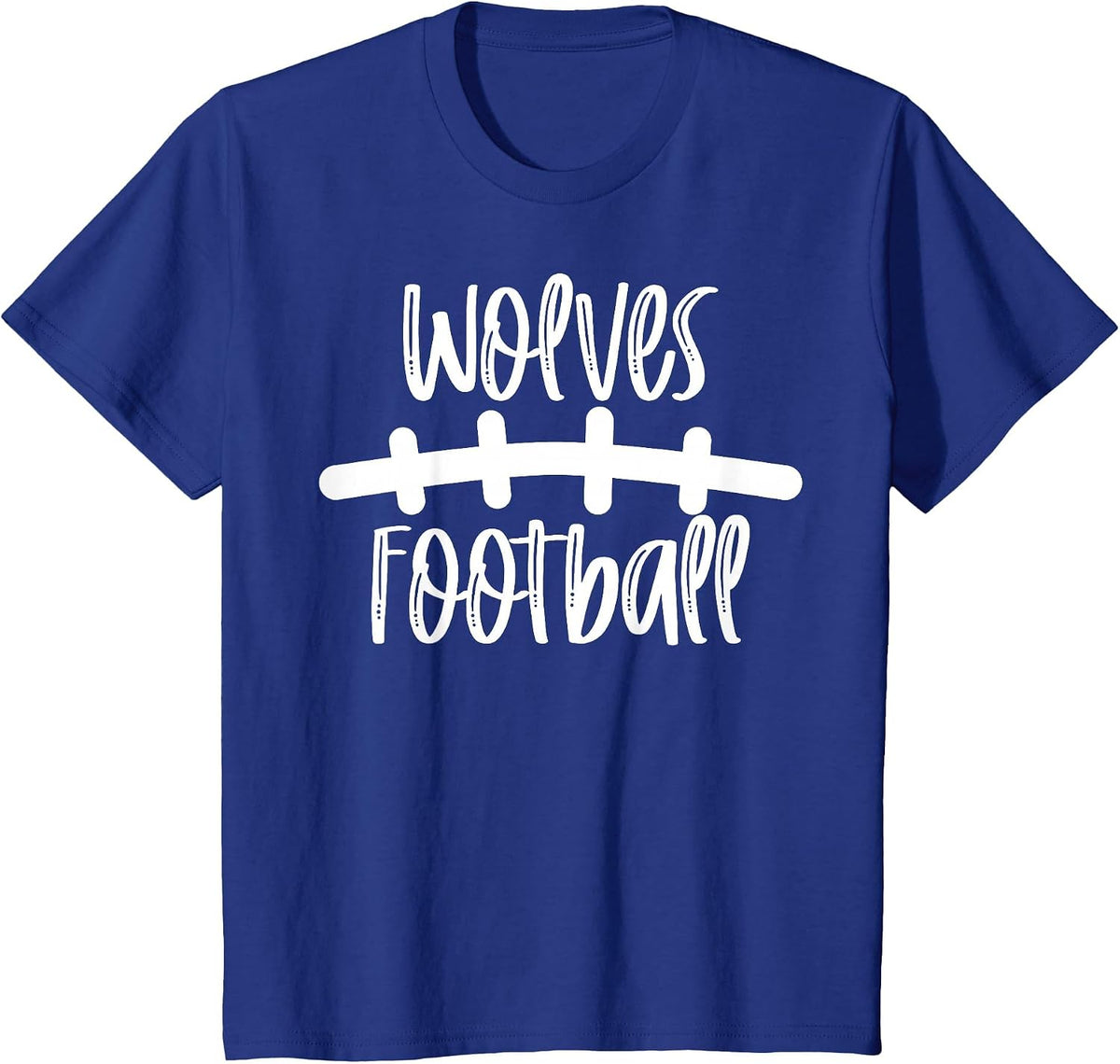 Wolves Football School Spirit Team Mascot Game Night T-Shirt - Royal Blue