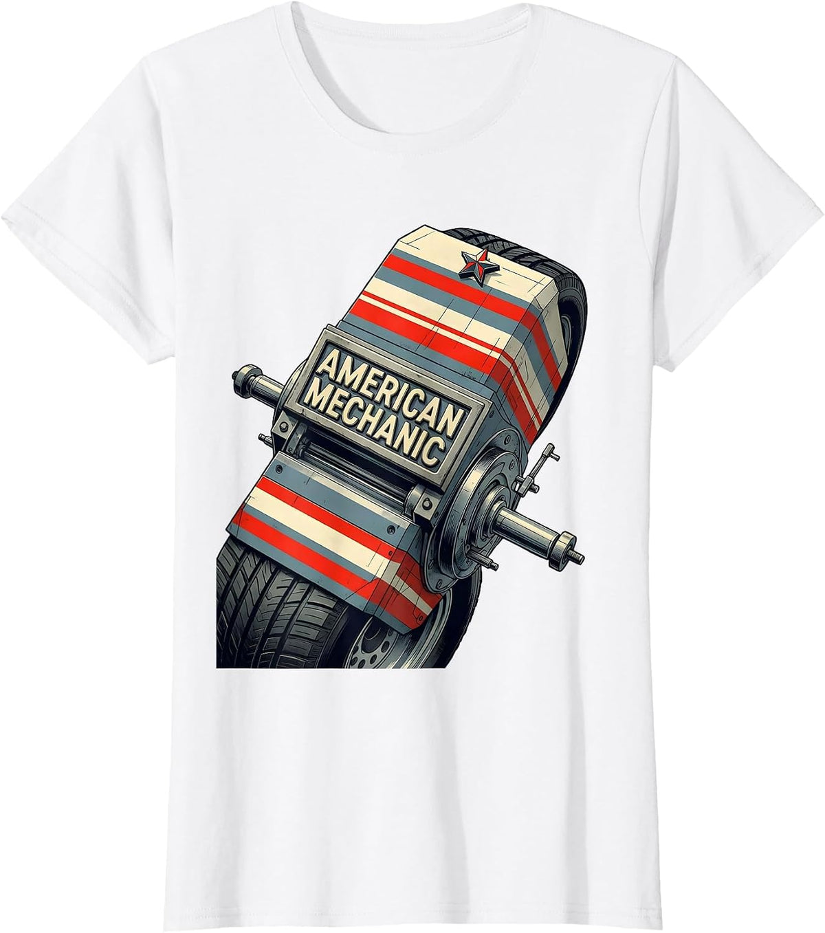 American Mechanic Patriotic Tradesman Blue Collar Worker T-Shirt - White