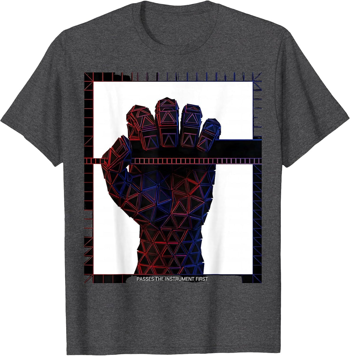 Passes The Instrument First Geometric Surgical Tech Humor T-Shirt - Dark Heather Grey