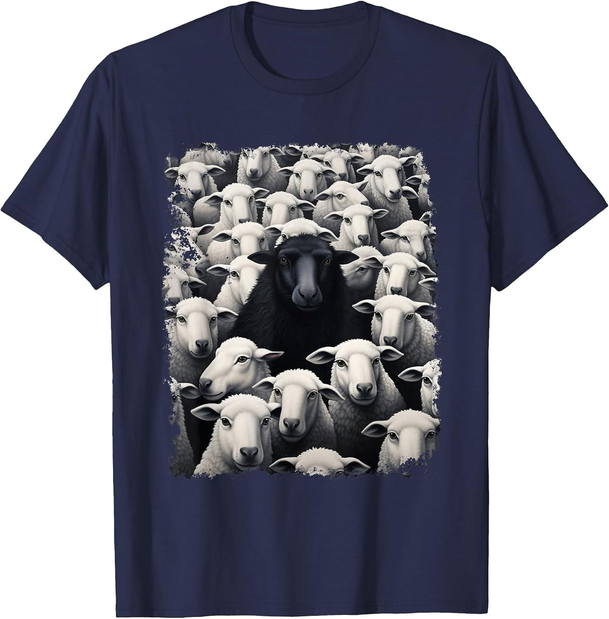 Animal Sheep Black T-Shirt - Navy Blue