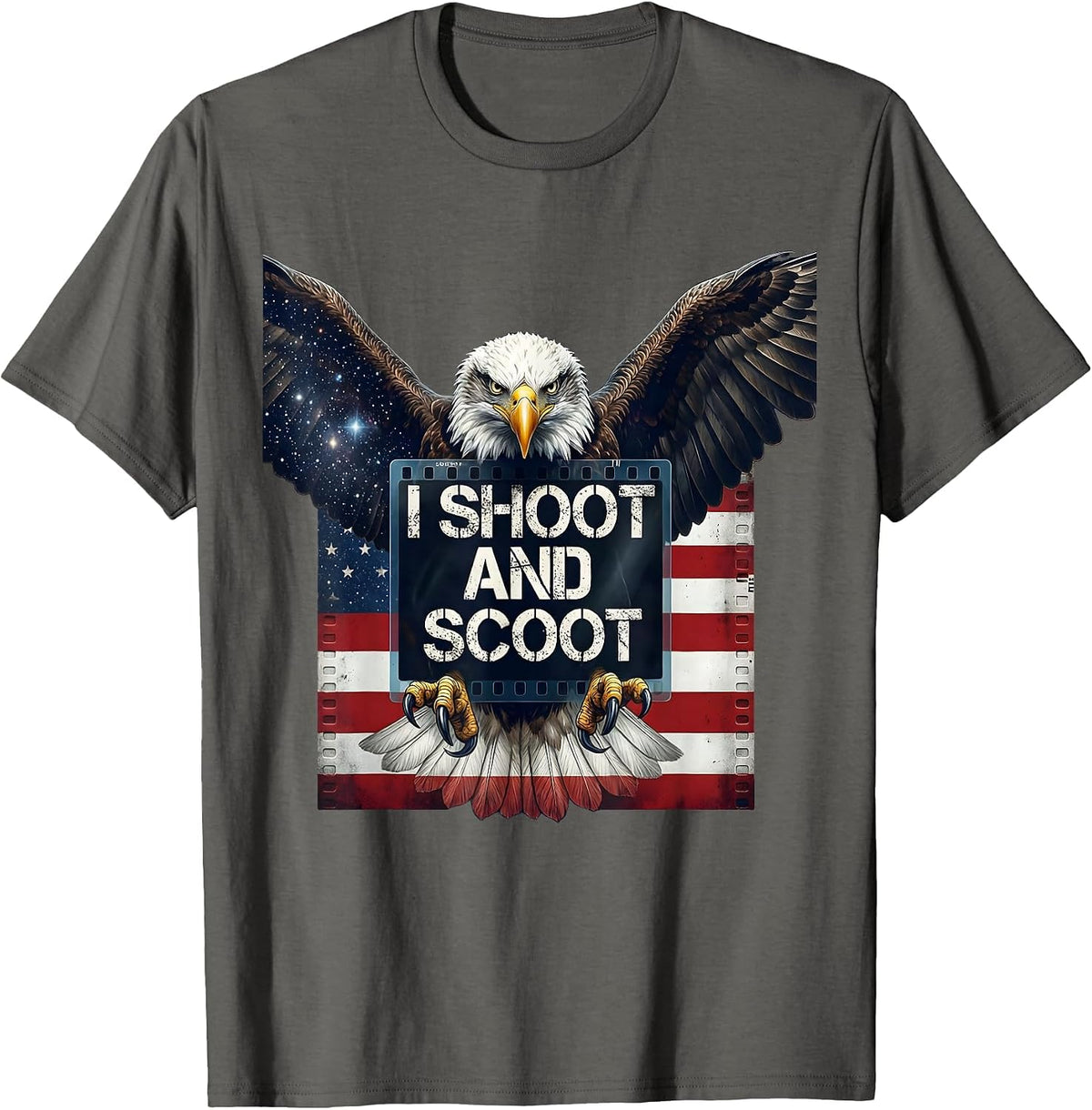 I Shoot and Scoot Radiology Humor Design T-Shirt - Asphalt Grey