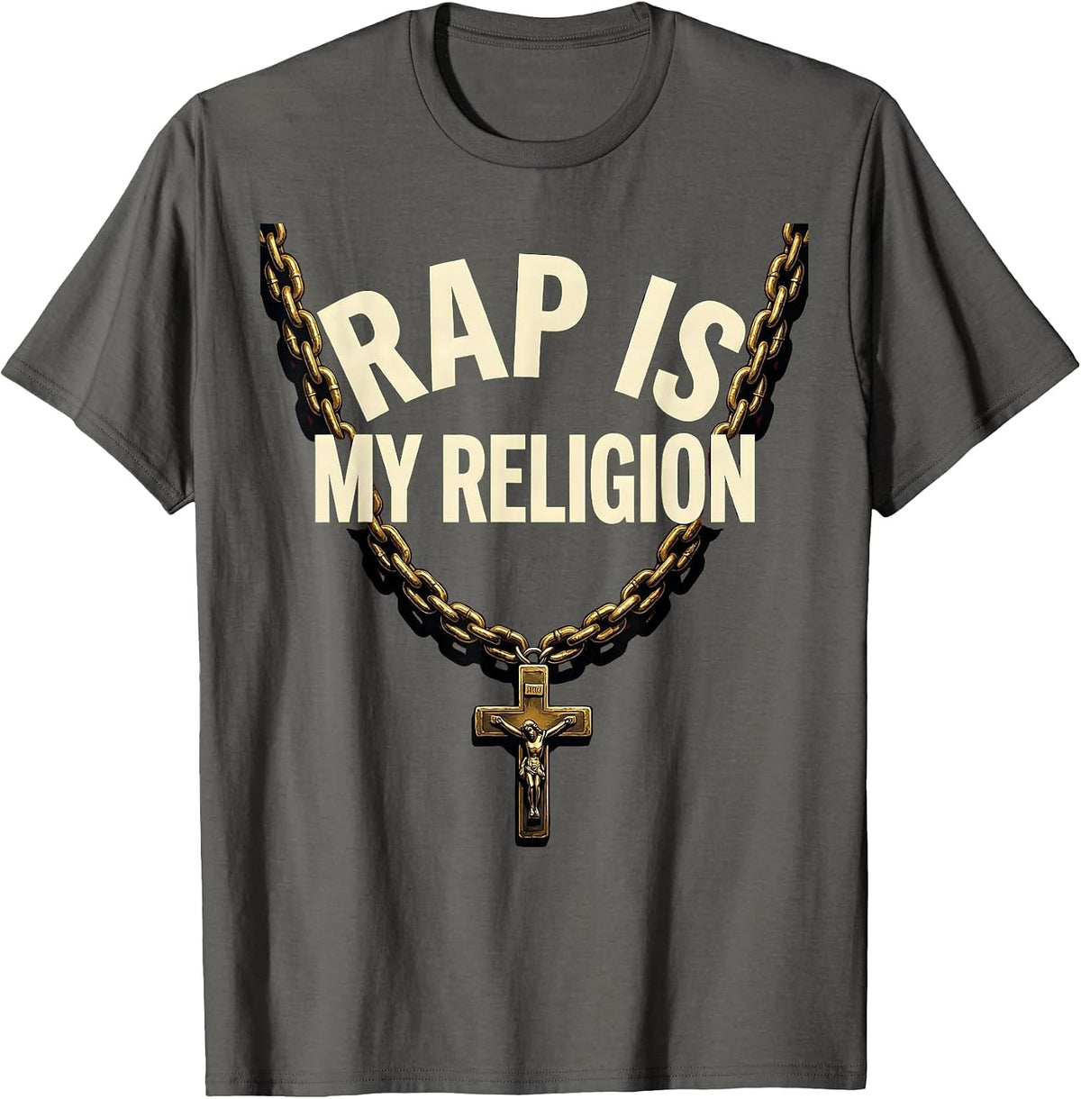 Rap Is My Religion Hip Hop Graphic Design T-Shirt - Asphalt Grey