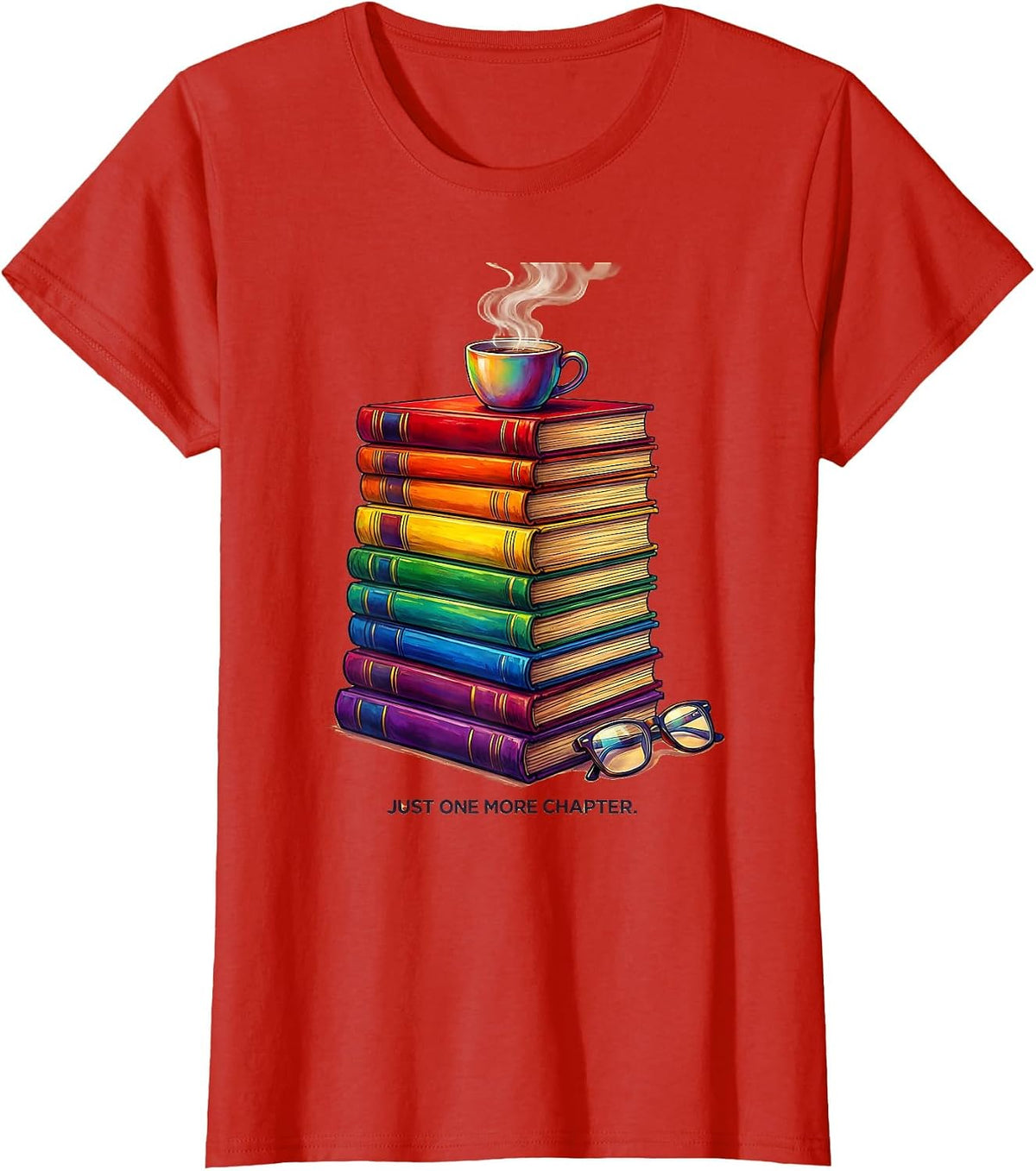 Women's Just One More Chapter Bookish Reader Design T-Shirt - Red