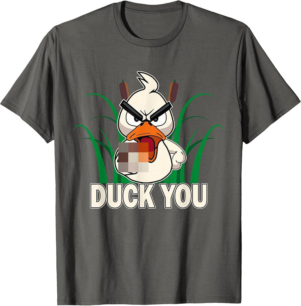 Duck You! Funny Duck with Middle Finger Saying T-Shirt - Asphalt Grey