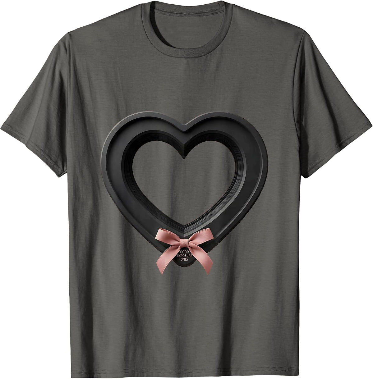Good Exposure Only Cute Radiology Tech Coquette Bow T-Shirt - Asphalt Grey
