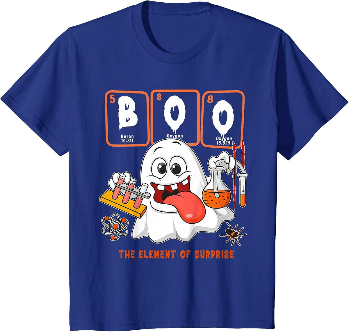 Chemistry Boo The Element of Surprise Halloween Men Women T-Shirt - Royal Blue