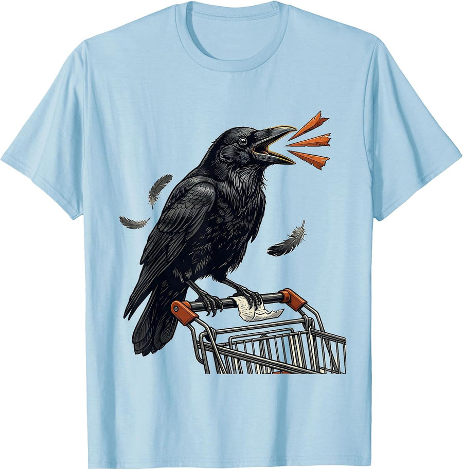 Men's Crow Profanity Pun Humor Gothic Dark Bird Lover T-Shirt - Baby Blue