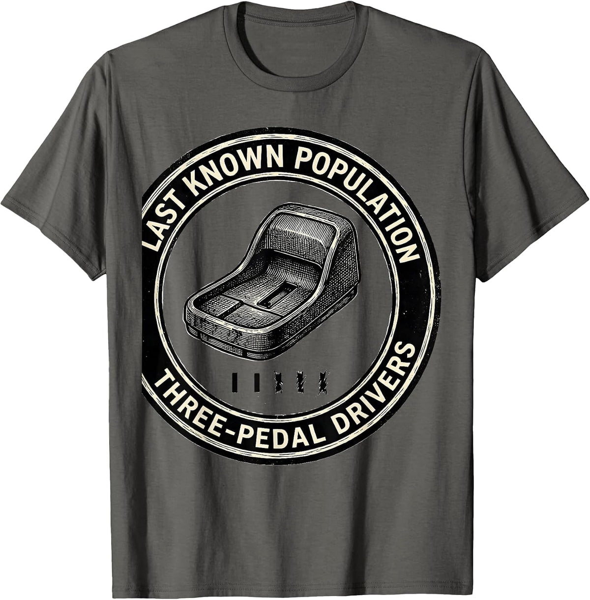 Last Known Population: Three-Pedal Drivers Car Guy T-Shirt - Asphalt Grey